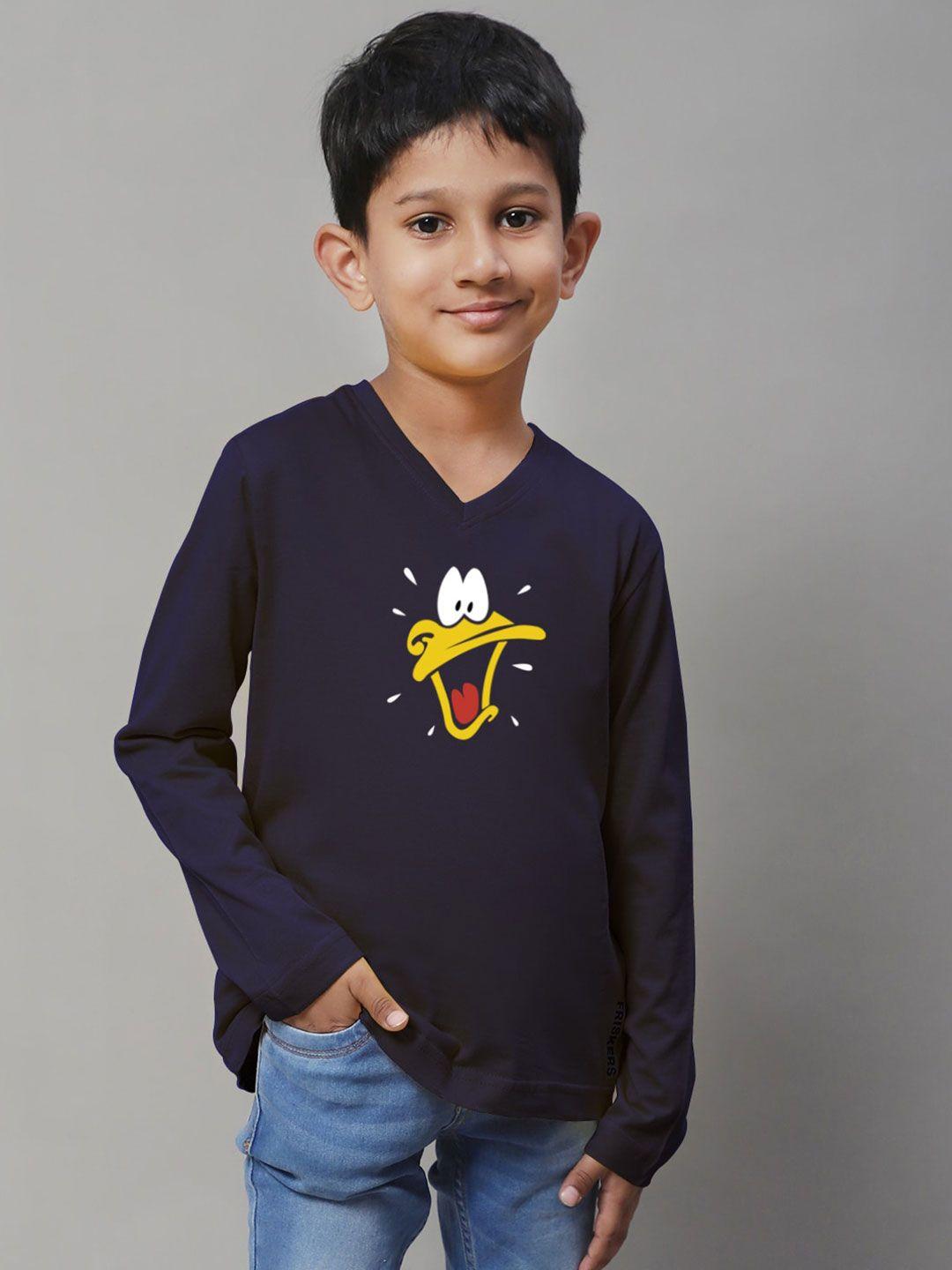 friskers boys graphic printed v-neck long sleeve cotton slim fit t-shirt