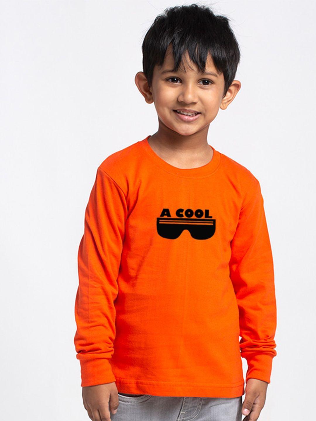 friskers boys orange typography applique slim fit t-shirt