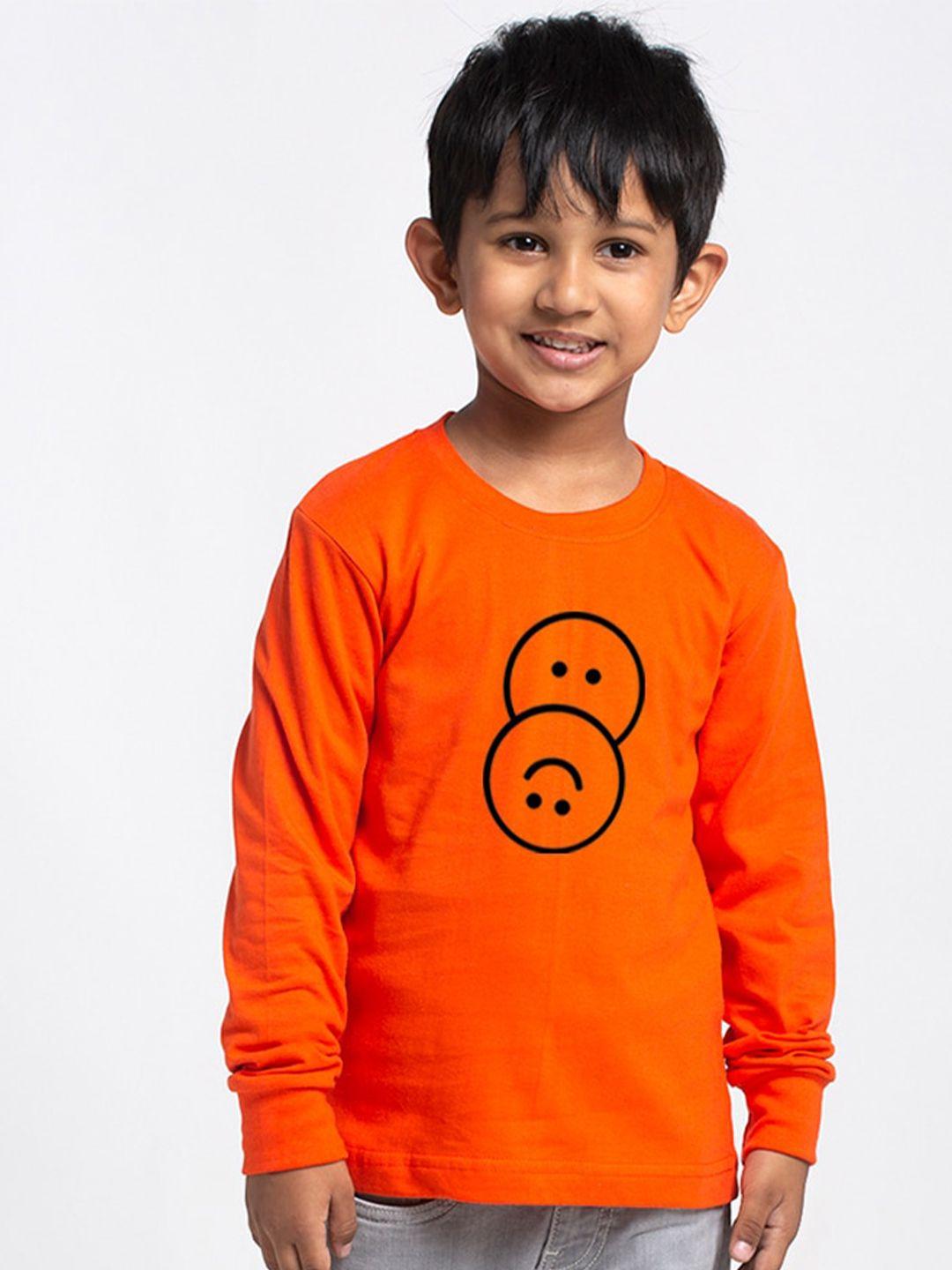 friskers boys orange typography applique slim fit t-shirt