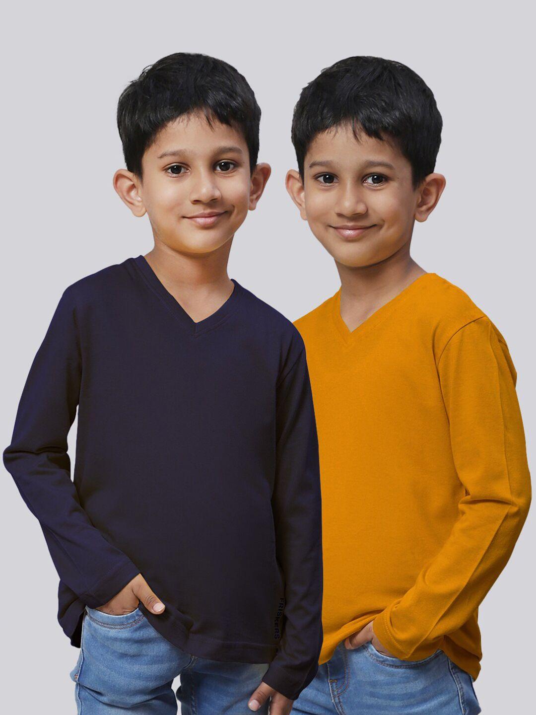 friskers boys pack of 2 v-neck pure cotton sports t-shirt