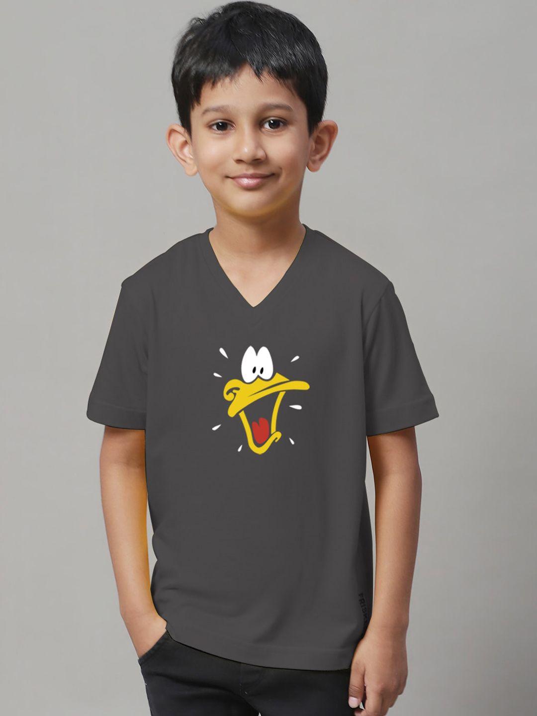 friskers boys printed v-neck slim fit t-shirt
