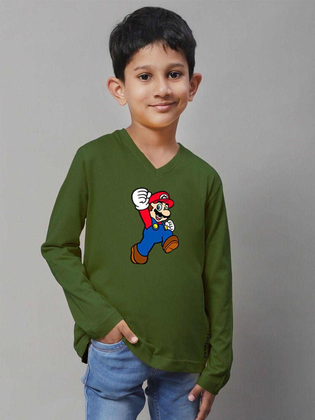 friskers boys super mario printed round neck cotton casual t-shirt