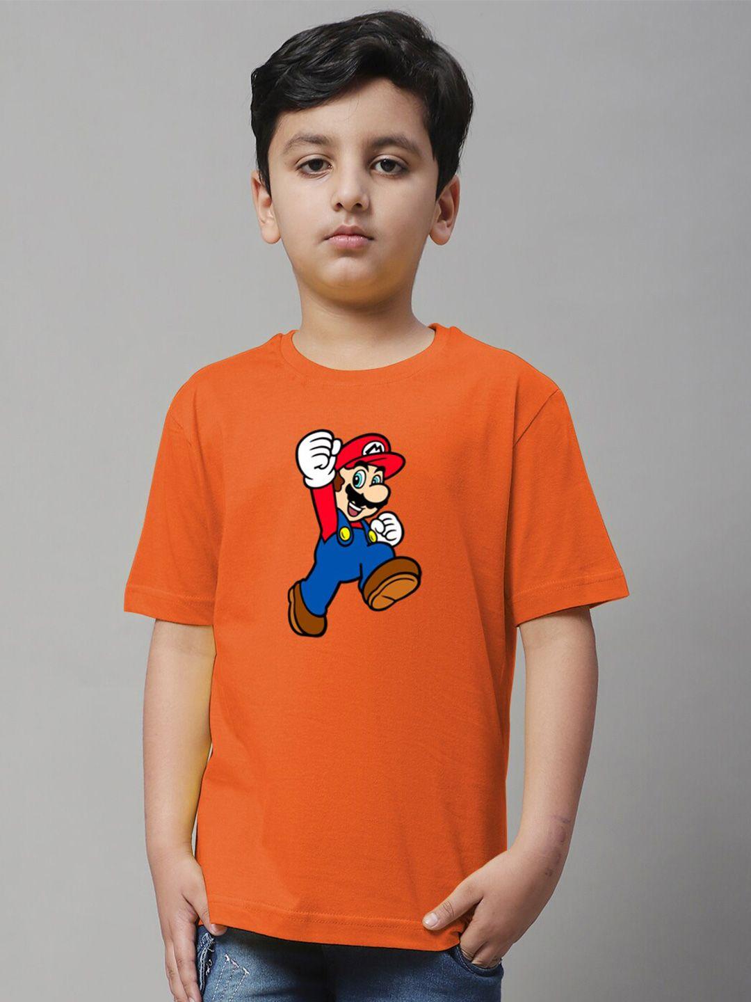 friskers boys super mario printed round neck cotton casual t-shirt