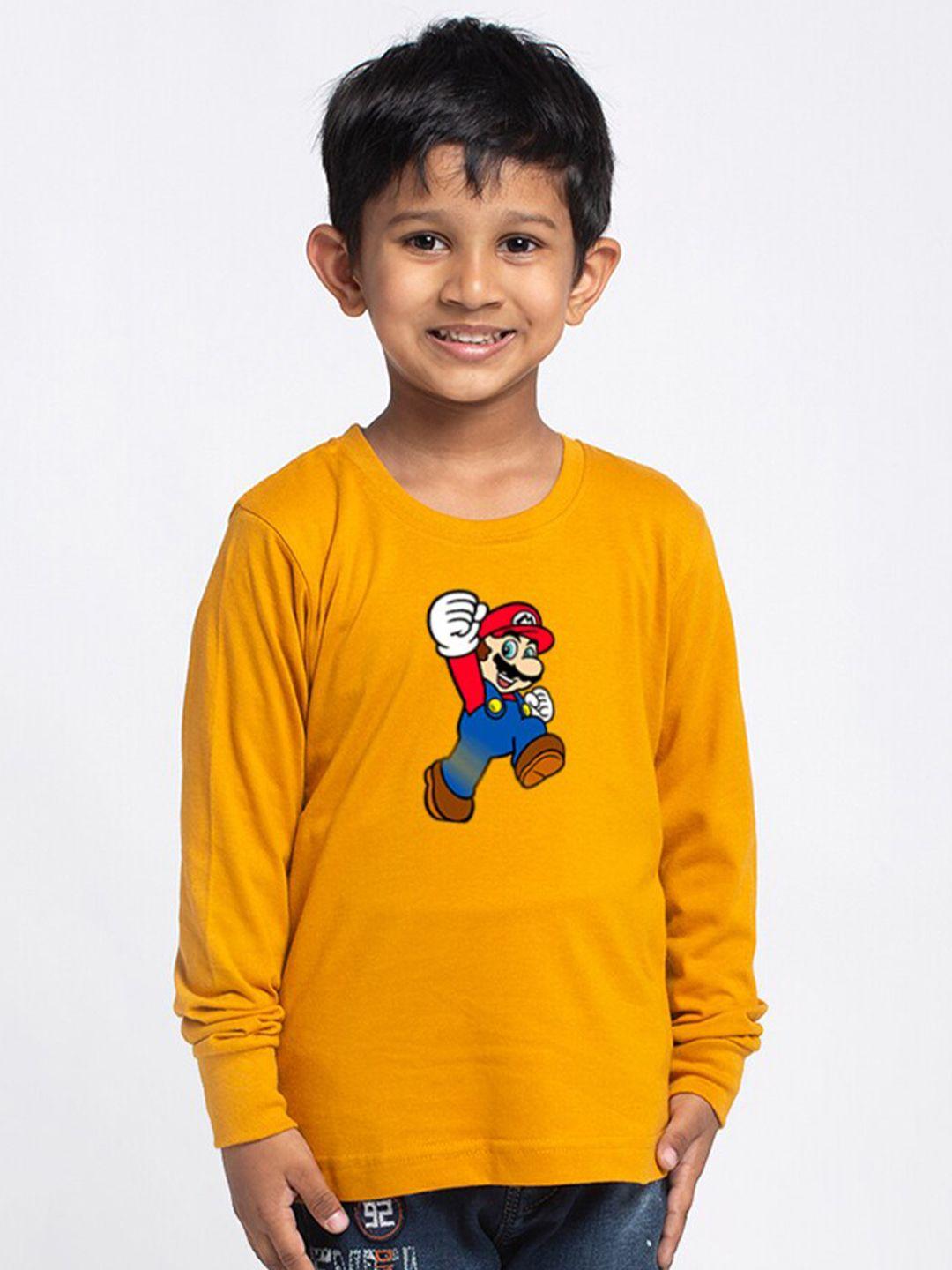 friskers boys super mario printed round neck cotton casual t-shirt