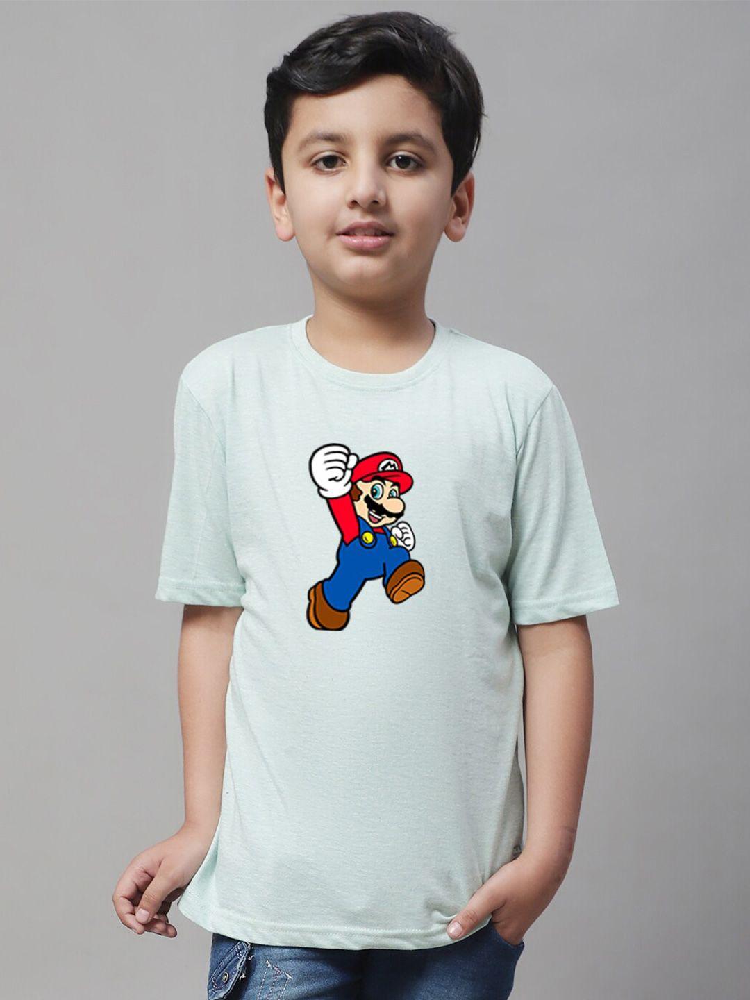 friskers boys super mario printed round neck cotton casual t-shirtt