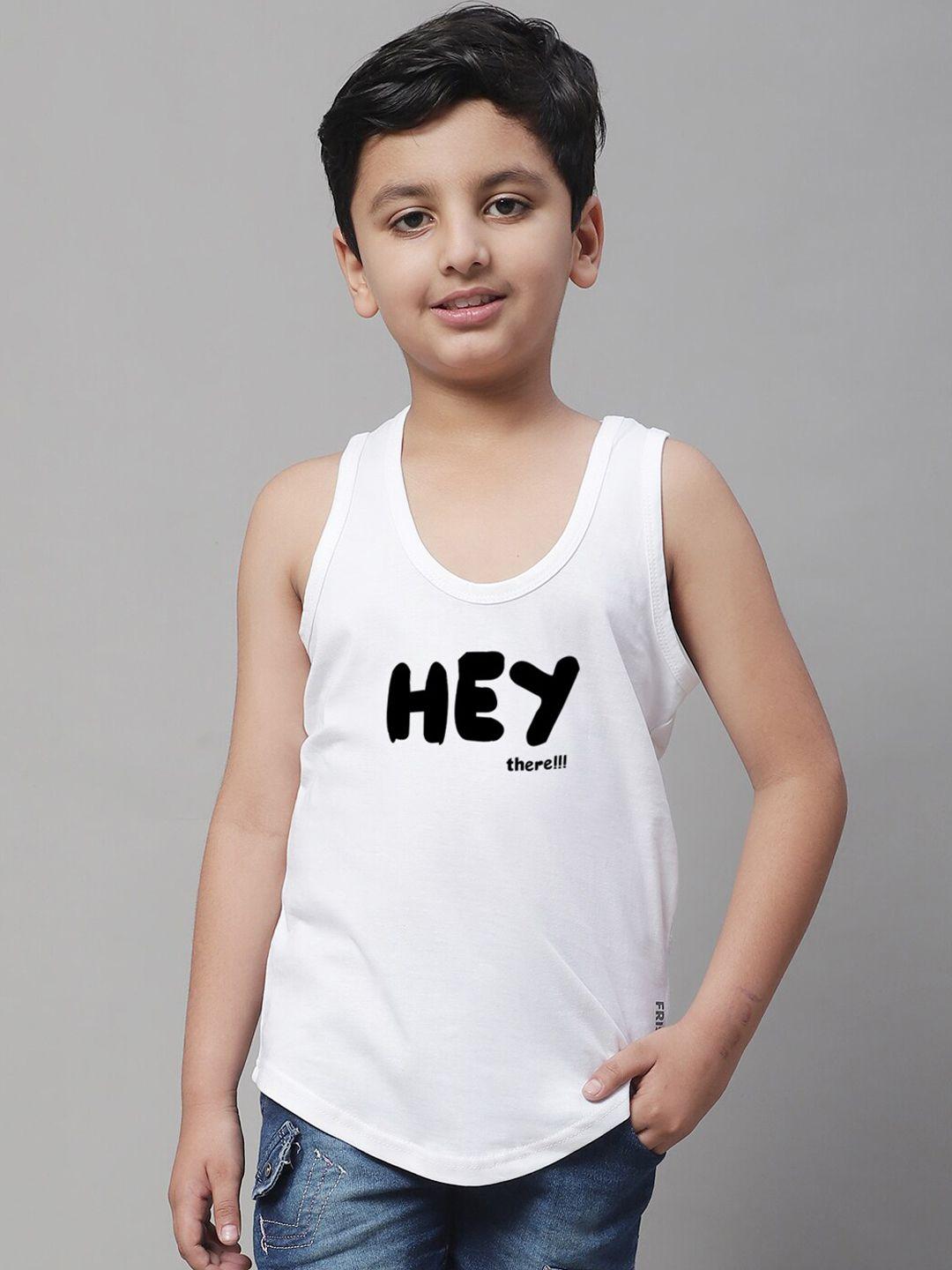 friskers boys typography printed sleeveless pure cotton gym vest