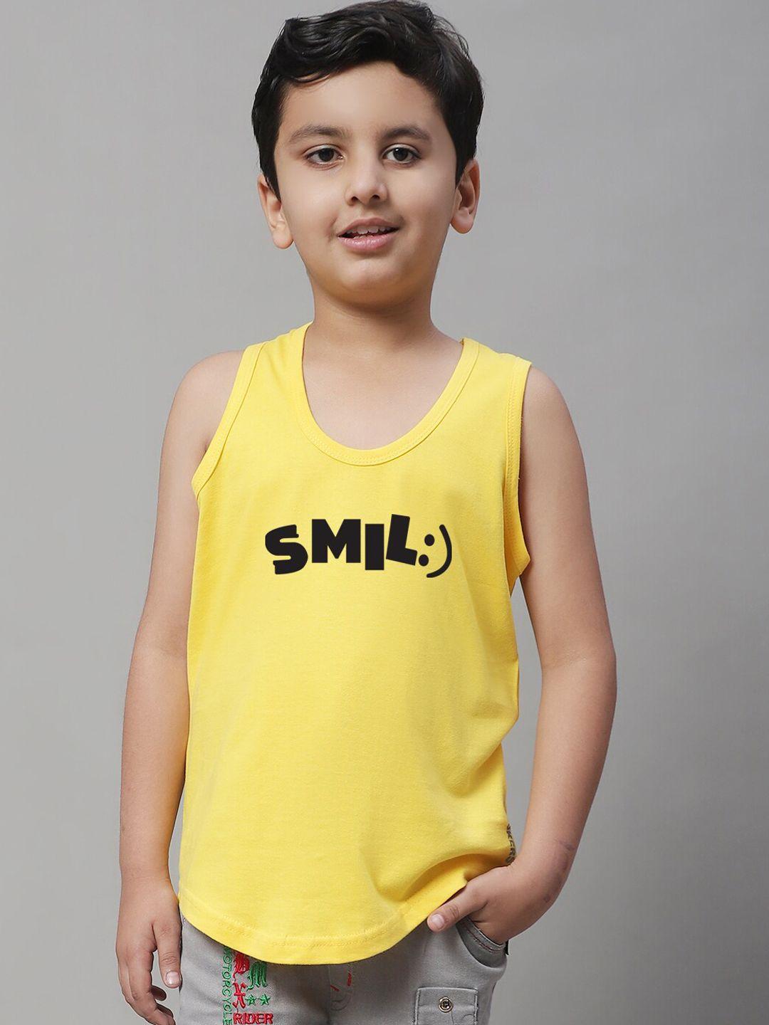 friskers boys typography printed sleeveless pure cotton gym vest