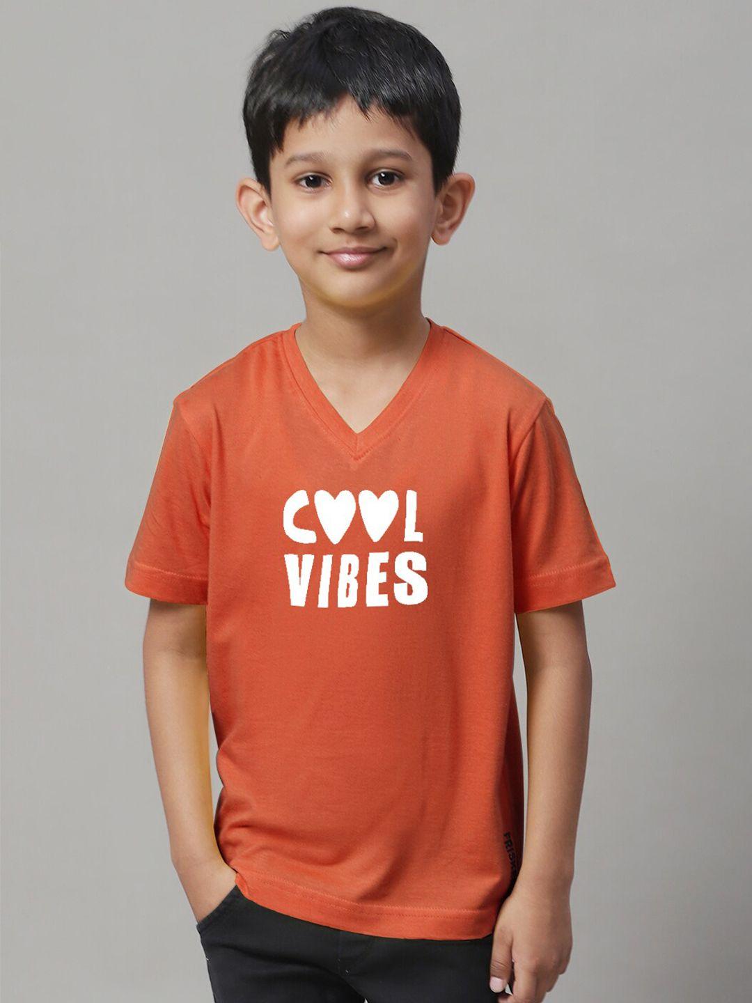friskers boys typography printed v-neck cotton bio wash regular t-shirt