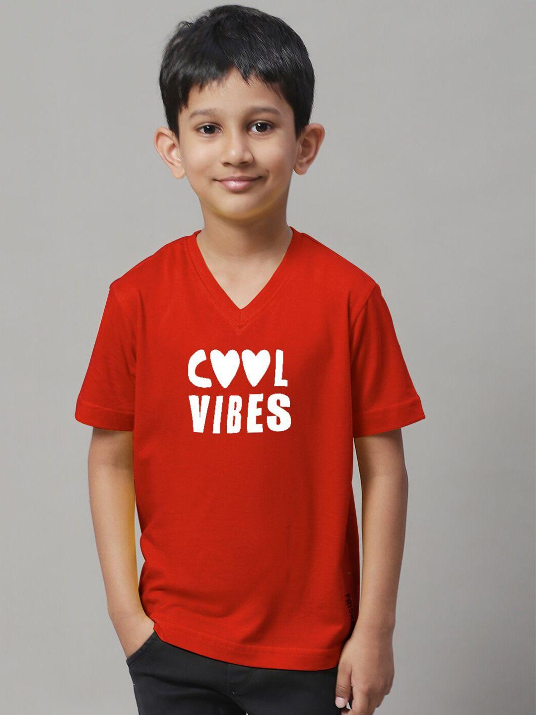 friskers boys typography printed v-neck skin friendly bio-wash pure cotton t-shirt