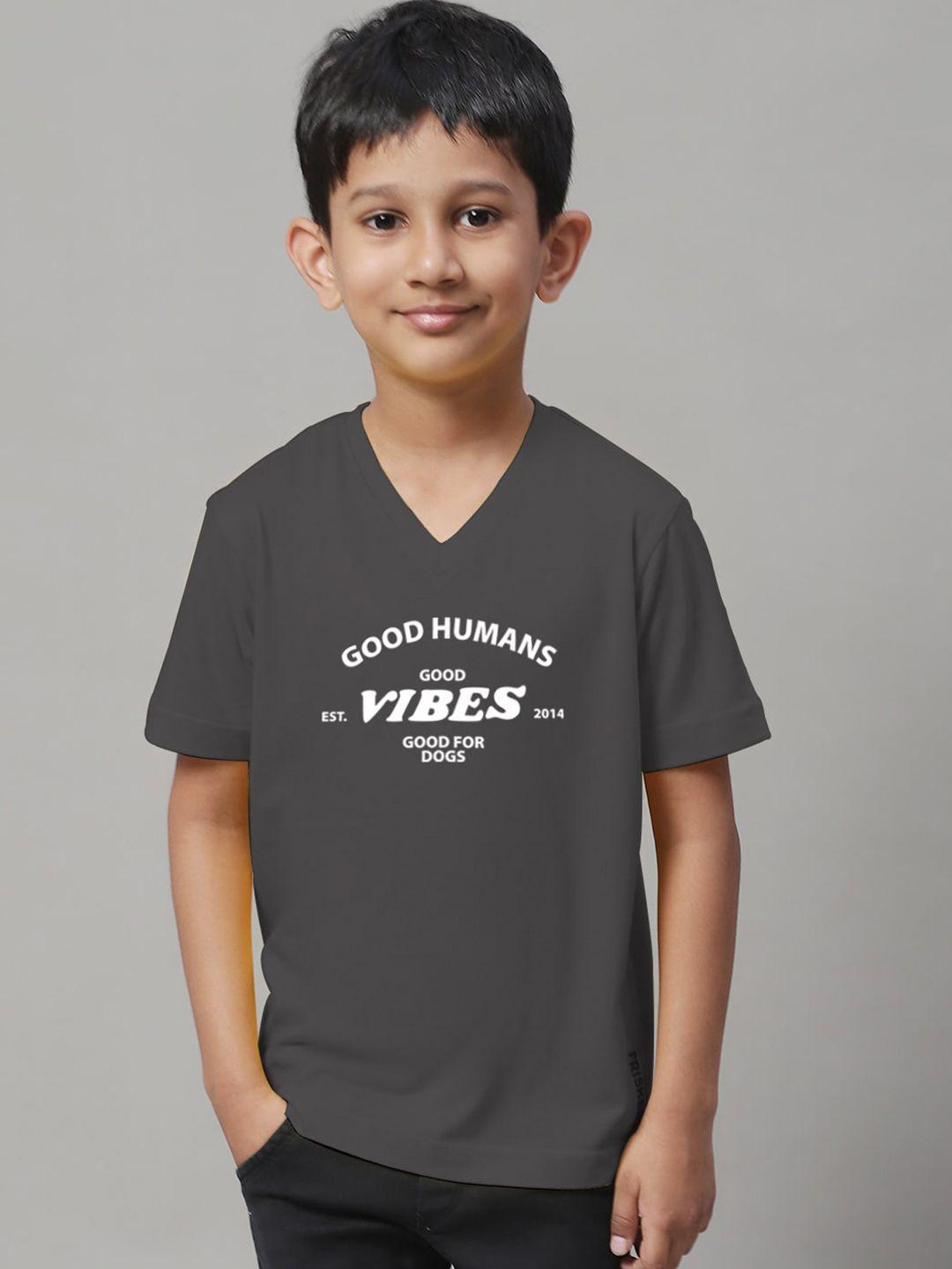 friskers boys typography printed v-neck slim fit t-shirt
