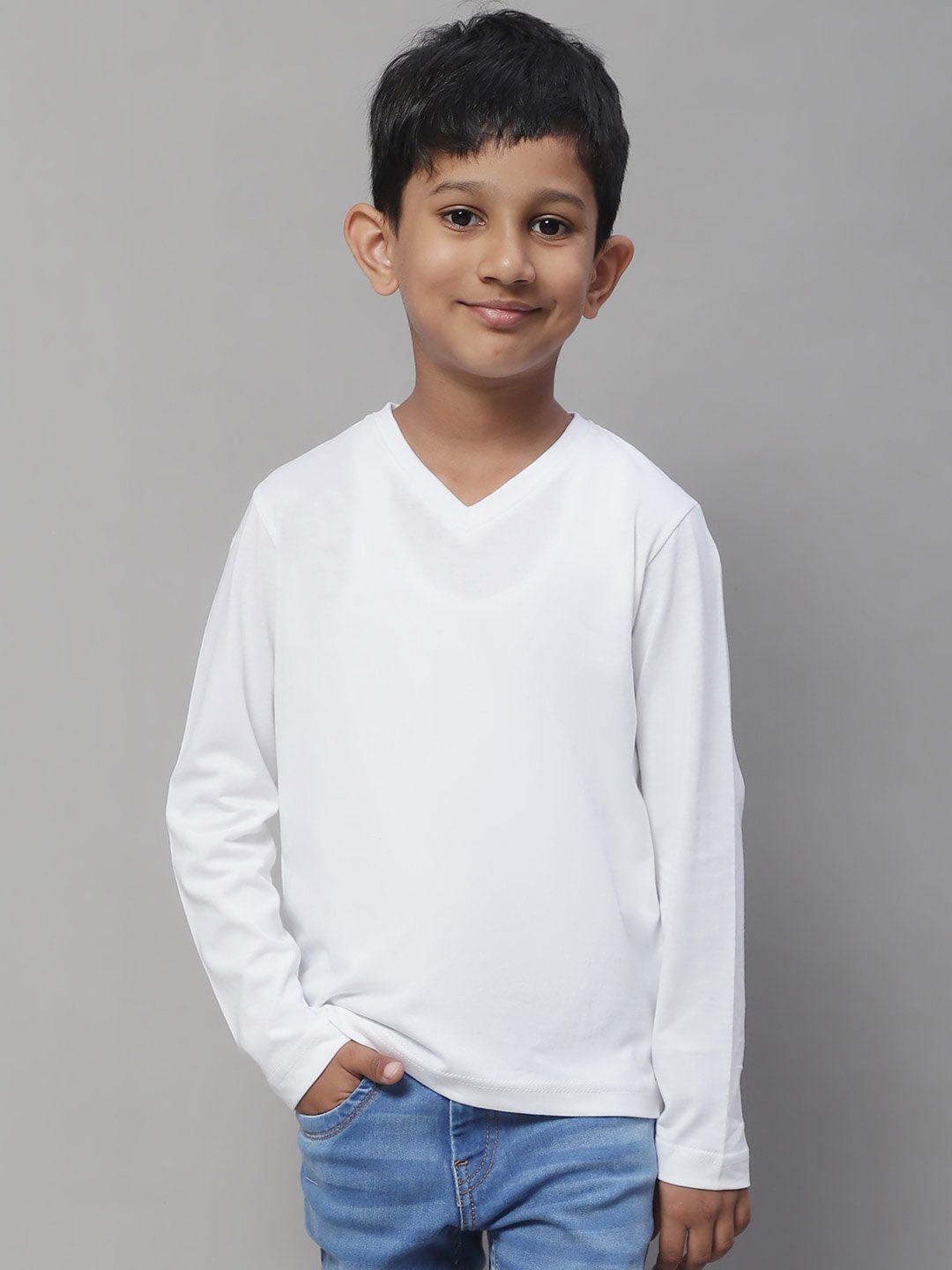 friskers boys v-neck long sleeves pure cotton slim fit t-shirt