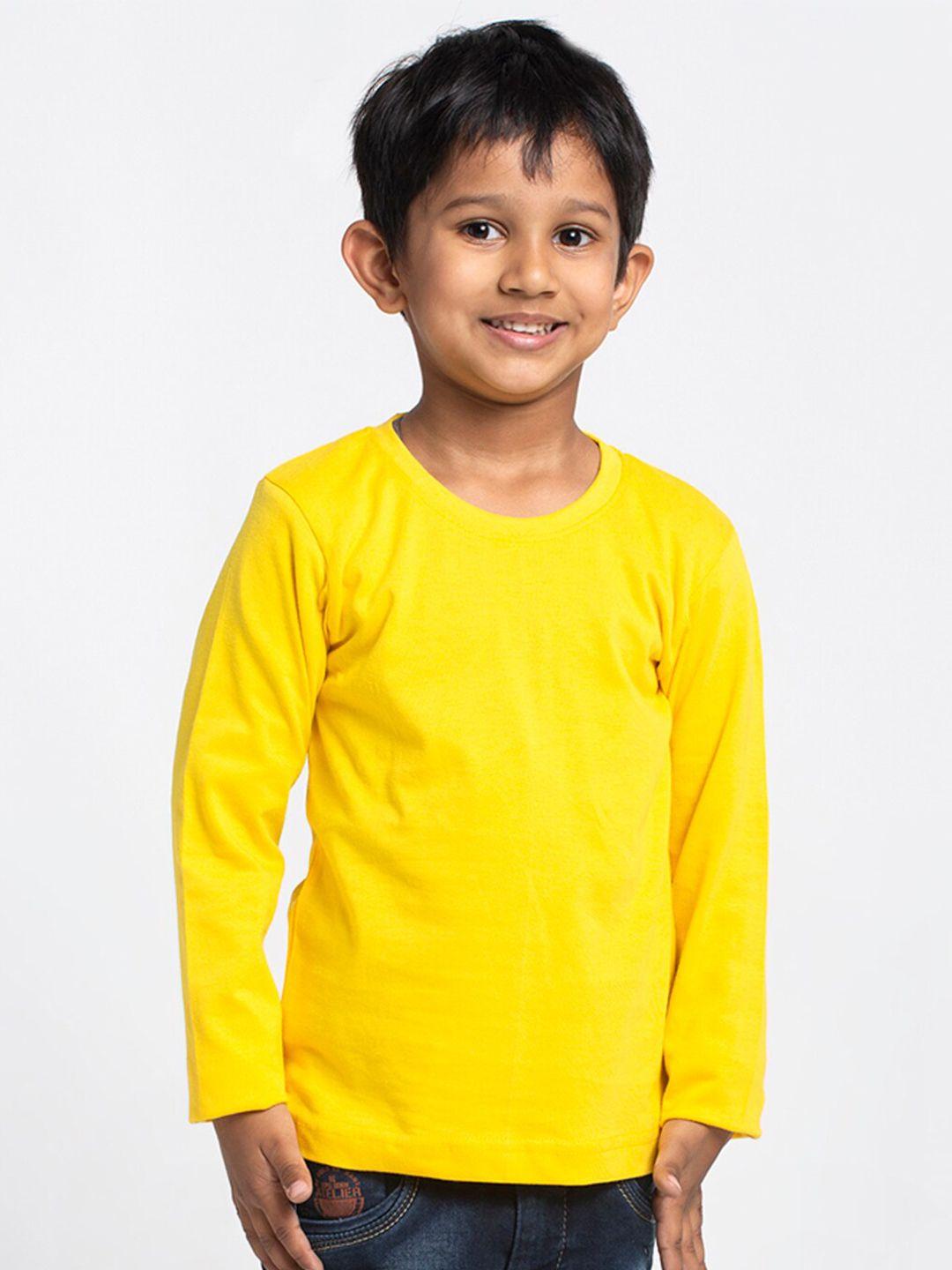 friskers boys yellow solid running t-shirt