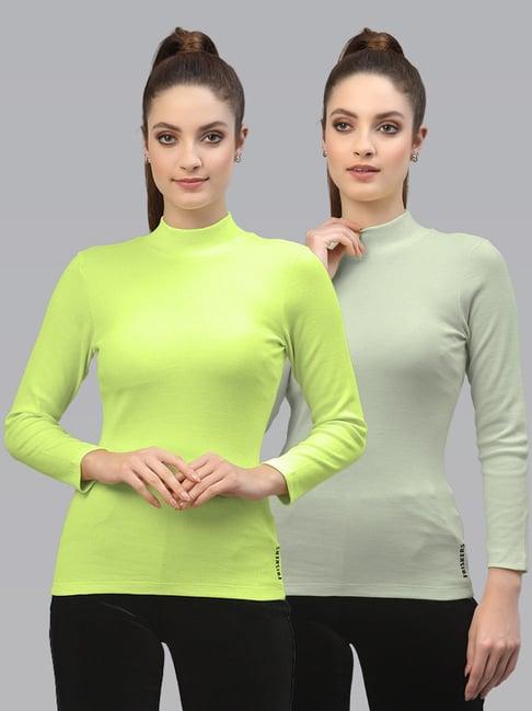 friskers green cotton full sleeves top - pack of 2