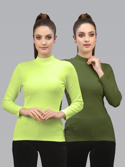 friskers green cotton full sleeves top - pack of 2