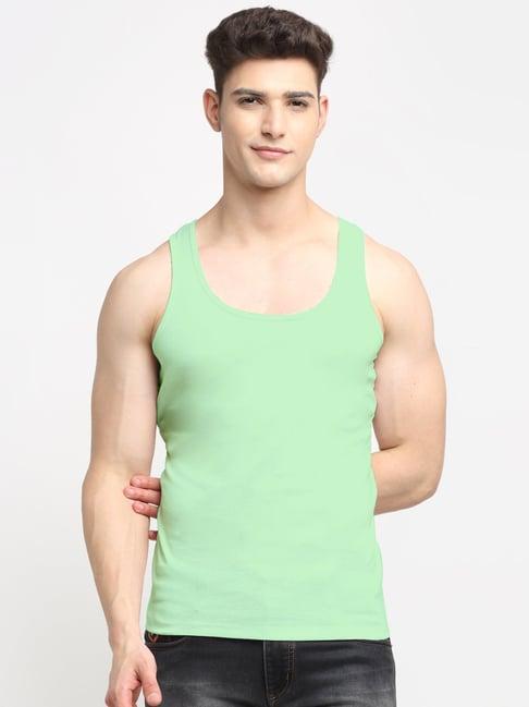 friskers green cotton slim fit vest