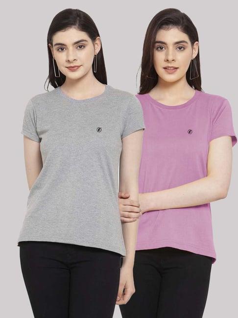 friskers grey & purple cotton t-shirt - pack of 2