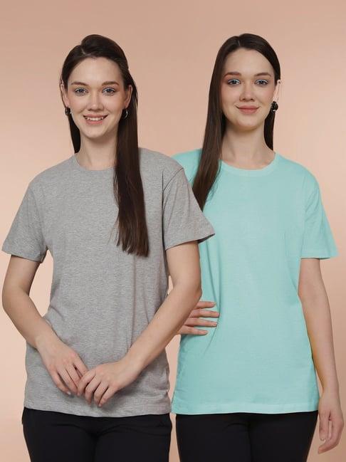 friskers grey & sky blue cotton t-shirt - pack of 2