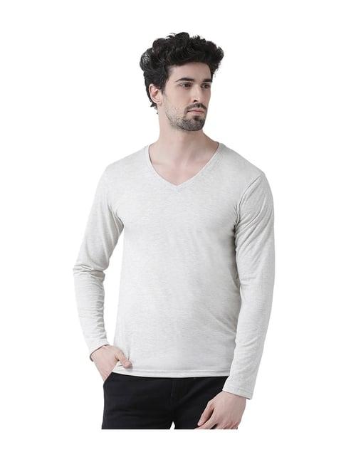 friskers grey cotton full sleeves solid t-shirt