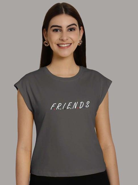 friskers grey cotton graphic print top