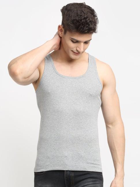 friskers grey cotton slim fit vest