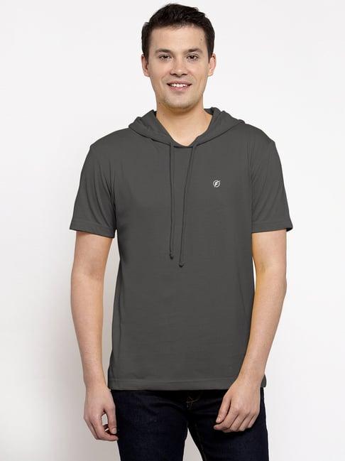 friskers grey slim fit hooded t-shirt