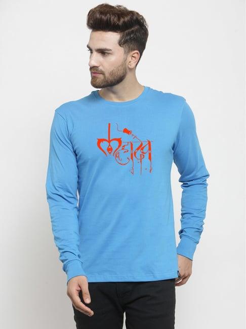 friskers light blue regular fit graphic print crew t-shirt