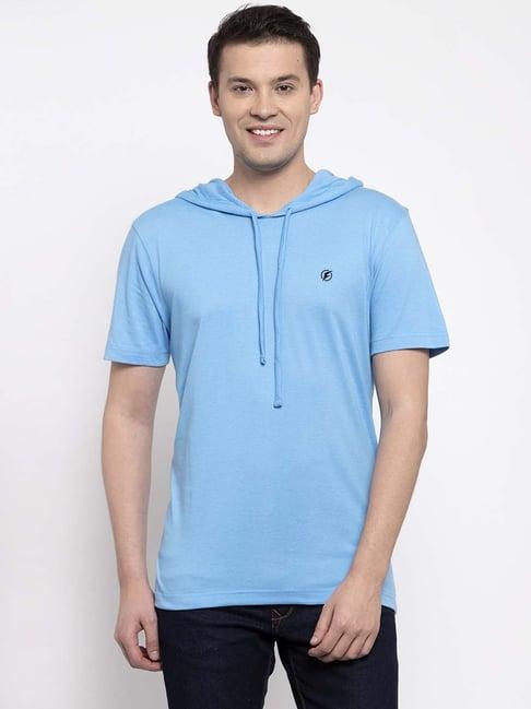 friskers light blue slim fit hooded t-shirt