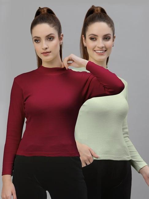 friskers maroon & green cotton full sleeves top - pack of 2