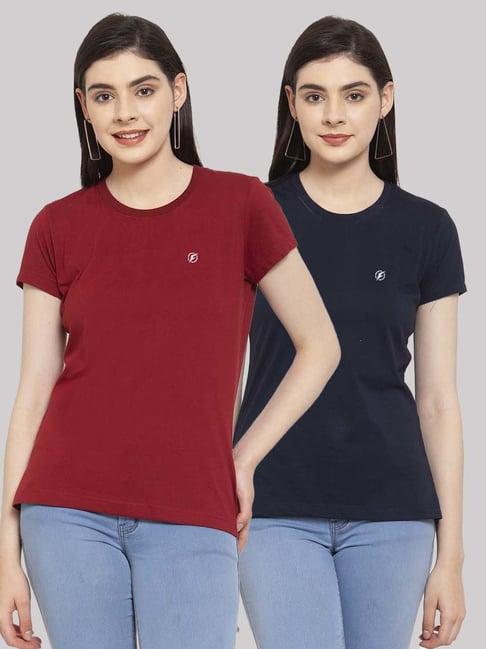 friskers maroon & navy cotton t-shirt - pack of 2