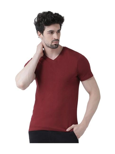 friskers maroon short sleeves cotton t-shirt