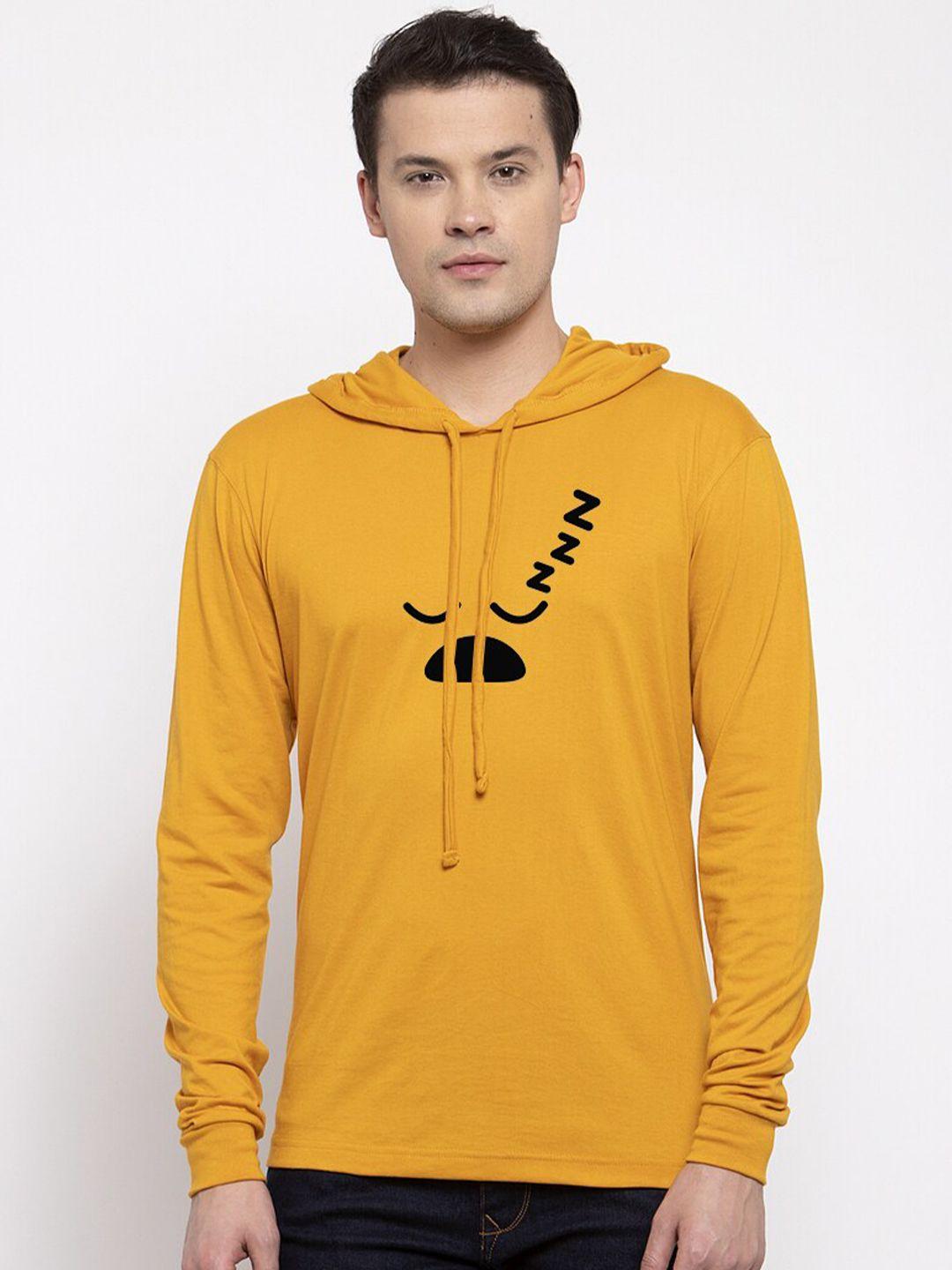 friskers men gold-toned printed hooded t-shirt