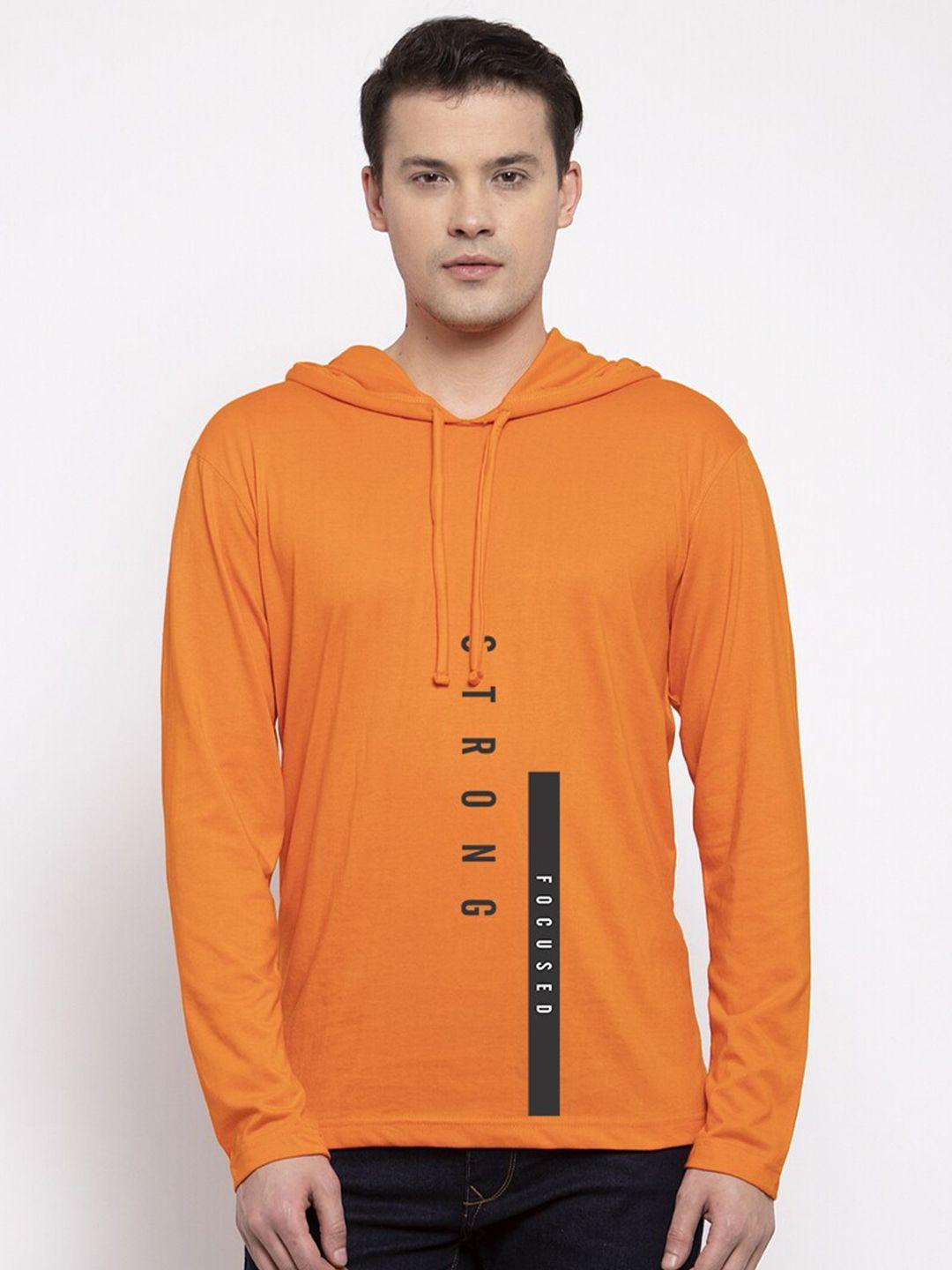 friskers men orange & black typography printed t-shirt