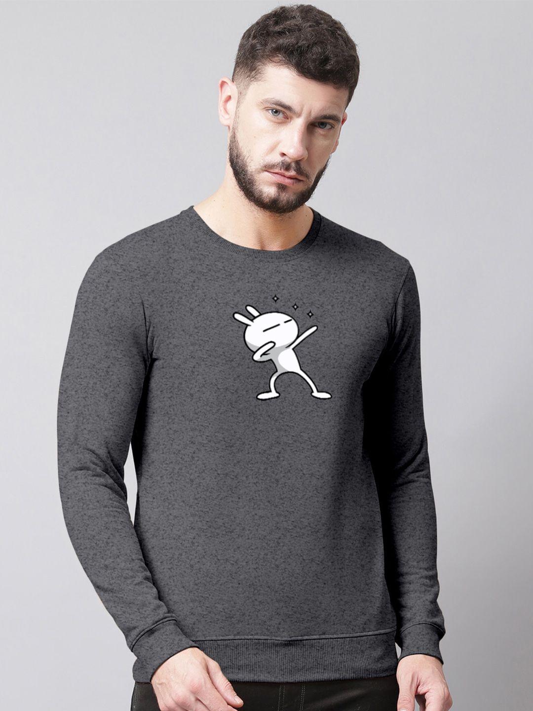 friskers men printed fleece round neck sweatshirt