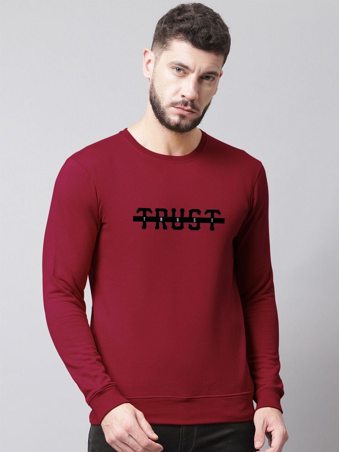 friskers men typhography printed fleece pullover sweatshirt