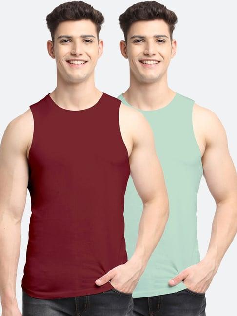 friskers multi cotton slim fit vest - pack of 2