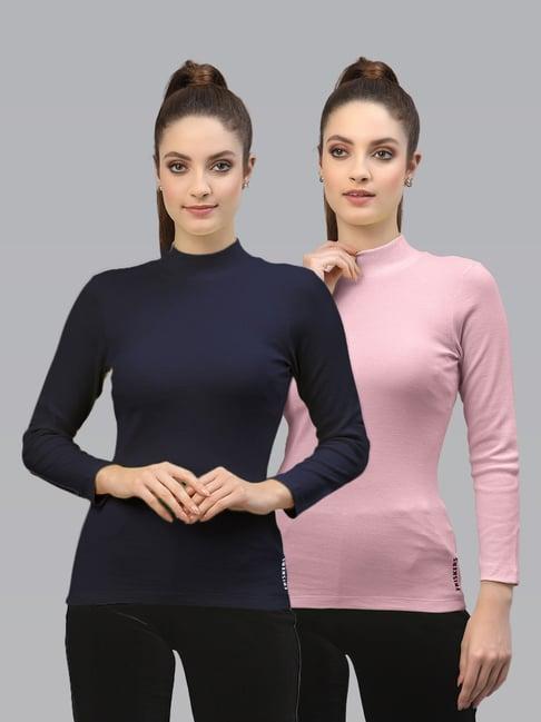 friskers navy & pink cotton full sleeves top - pack of 2