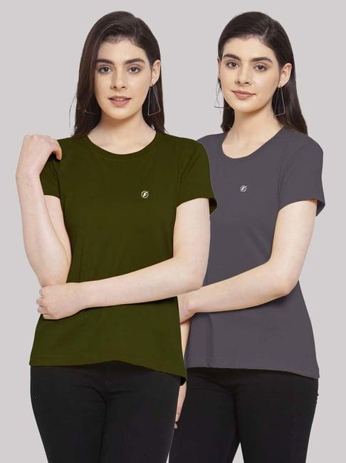 friskers olive & dark grey cotton t-shirt - pack of 2