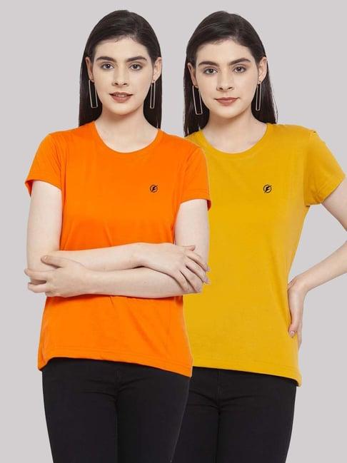 friskers orange & mustard cotton t-shirt - pack of 2