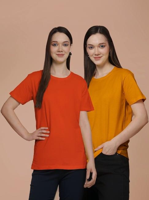 friskers orange & mustard cotton t-shirt - pack of 2