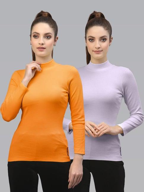 friskers orange & purple cotton full sleeves top - pack of 2