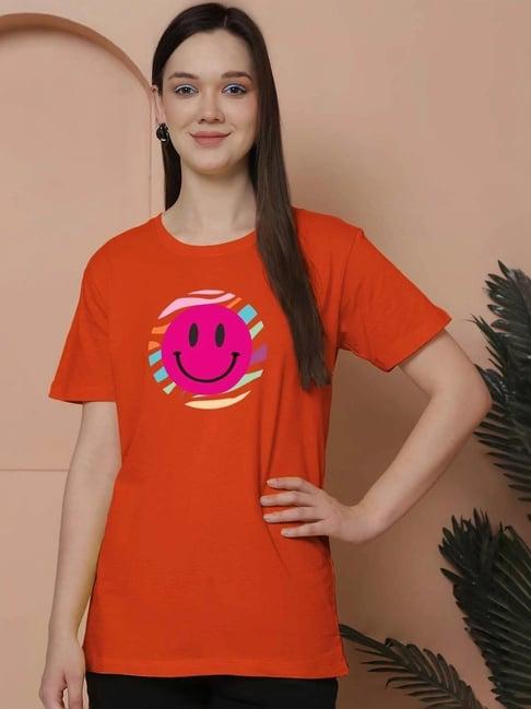 friskers orange cotton graphic print t-shirt