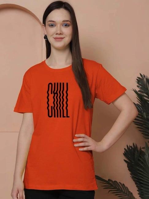 friskers orange cotton graphic print t-shirt