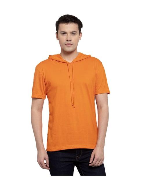 friskers orange cotton short sleeves hooded t-shirt