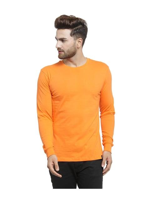 friskers orange full sleeves cotton solid t-shirt