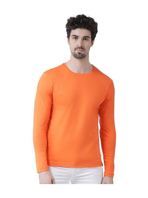 friskers orange full sleeves solid t-shirt