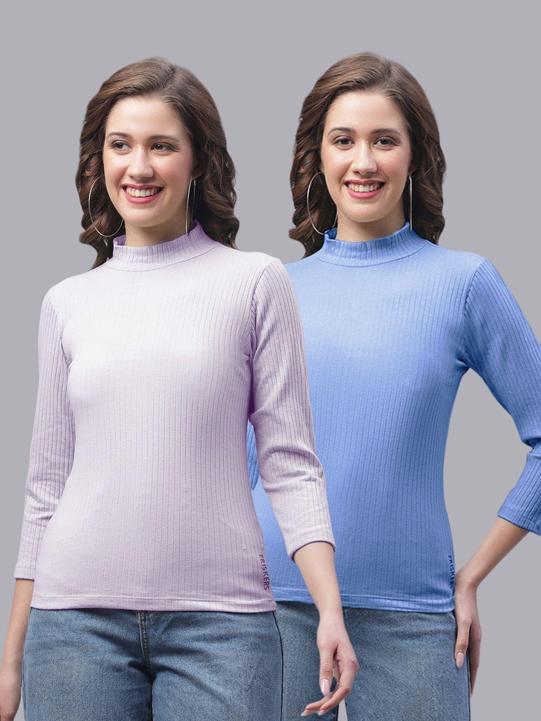 friskers pack of 2 high neck long sleeves fitted top