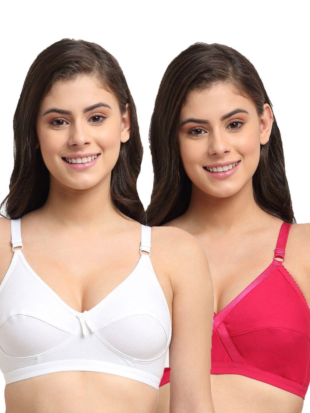 friskers pack of 2 orange & white bra non padded