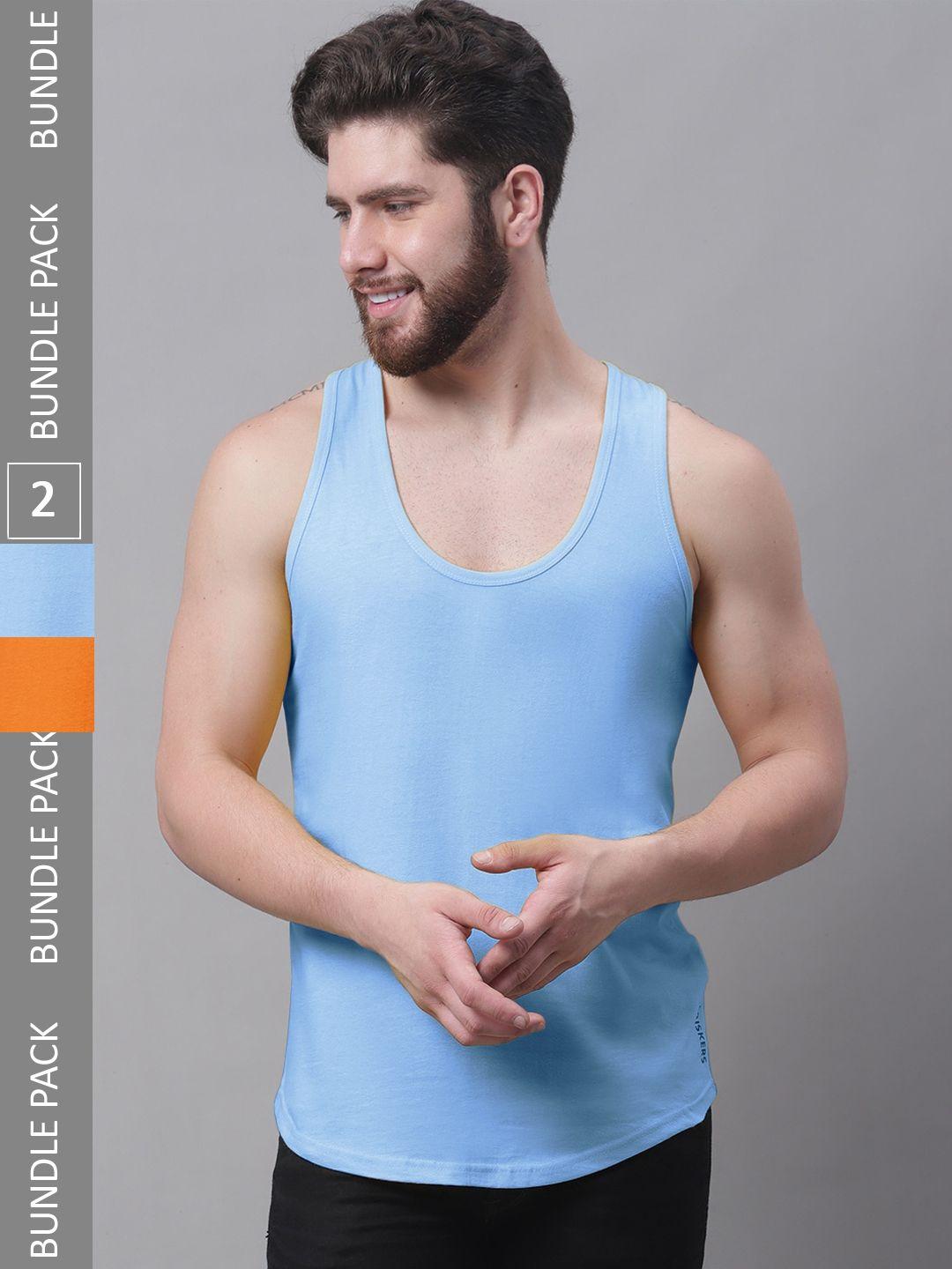 friskers pack of 2 pure cotton skin friendly gym innerwear vests