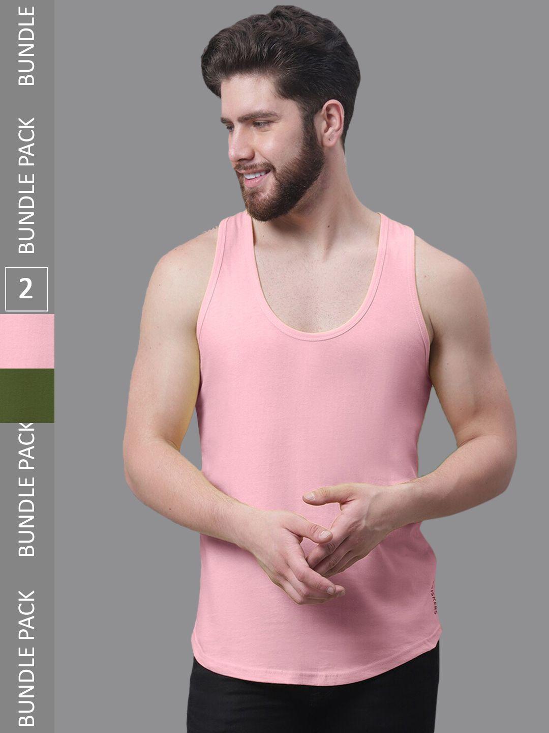 friskers pack of 2 pure cotton skin friendly gym innerwear vests