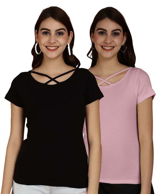 friskers pack of 2 solid x-line neck top